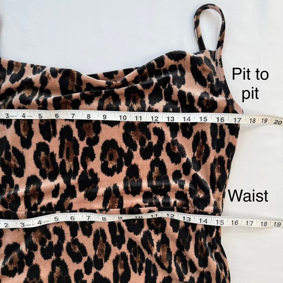 TAYLOR Women's Leopard Animal Print Velvet Maxi Slip Dress with Slits Size 10 - Picture 6 of 9